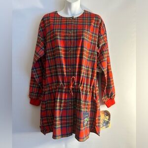 ESLEEP JAMMIES 100% COTTON RED MULTI PLAID TOP WOMEN’S SMALL NWTS